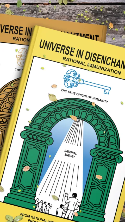Front cover of “Universe in Disenchantment – Volume 4”, foundational spiritual doctrine of Rational Culture.